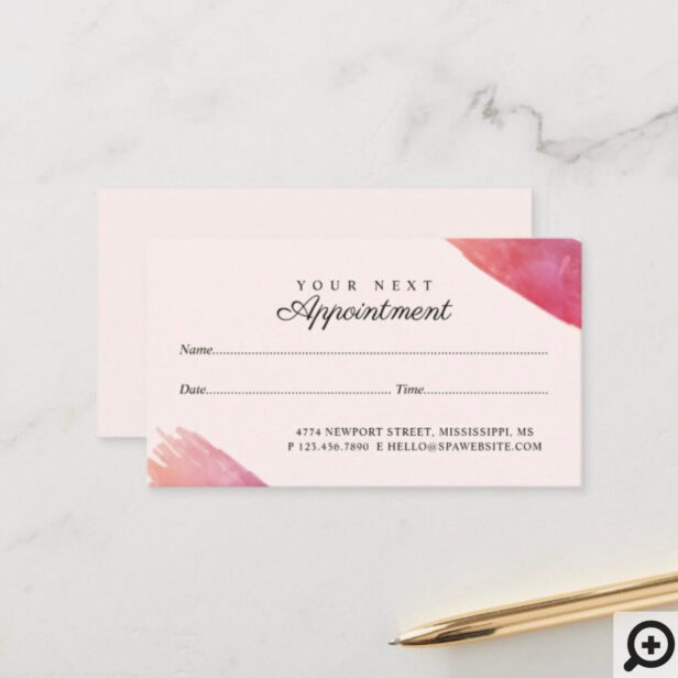 Elegant Brush Pink Watercolor Dragonfly Appointment Card