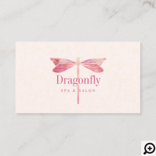 Elegant Brush Pink Watercolor Dragonfly Appointment Card