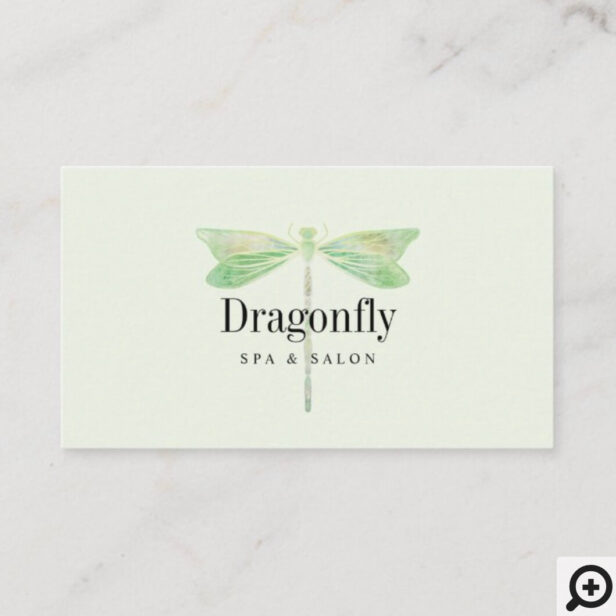 Elegant Mint Green Watercolor Dragonfly Appointment Card