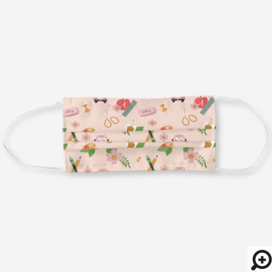 Fun Back To School Teacher School Supplies Pattern Cloth Face Mask
