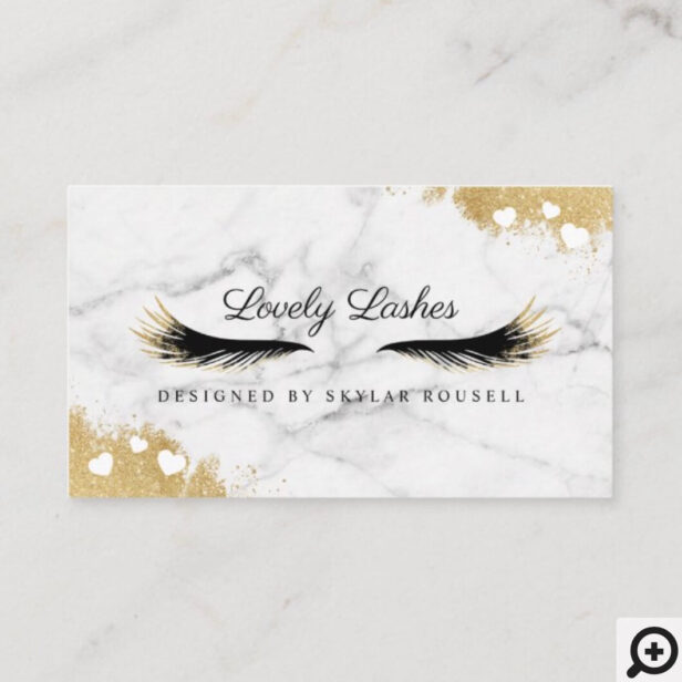 Gold Marble Mascara Eye Lashes Aftercare Tips Referral Card