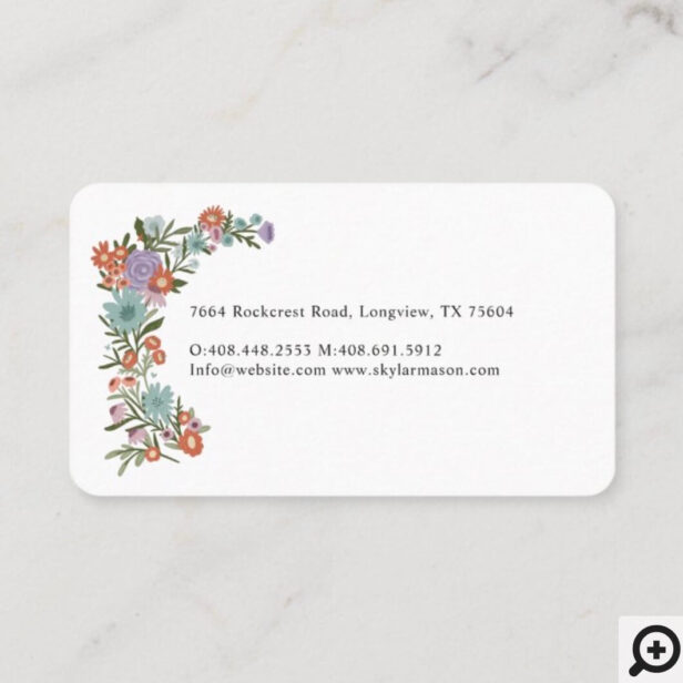 Gold Scissor Floral Wreath Hair Stylist White Business Card
