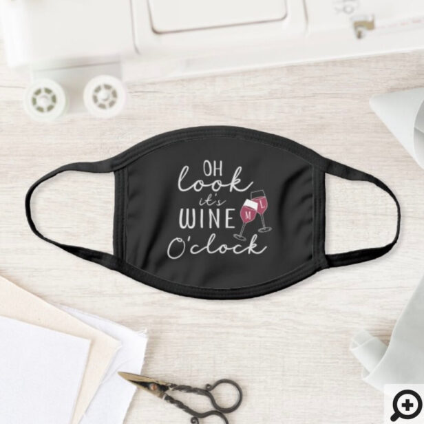 It's Wine O'Clock Wine Lovers Clinking Red Wine Glass Face Mask