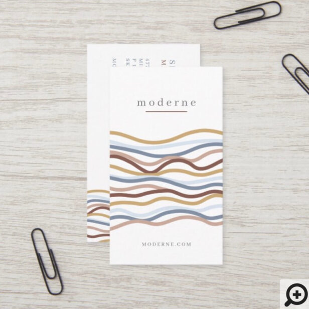 Modern Abstract Line Wave Pattern Design White Business Card