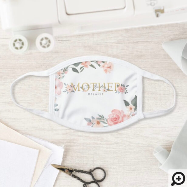 Mother of the Bride Wedding Watercolor Roses White Face Mask