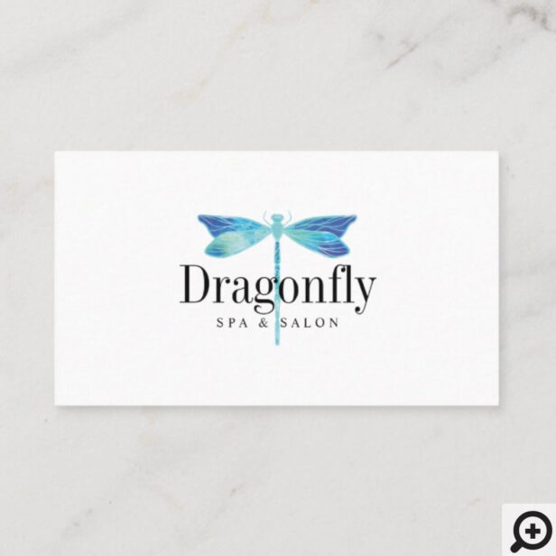 Refer a Friend Elegant Blue Watercolor Dragonfly Referral Card