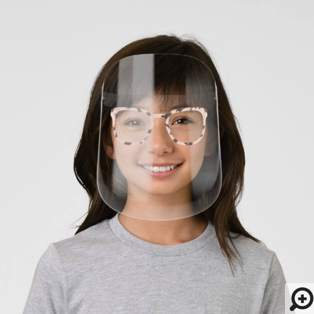 Tiger Print Blush Pink & Abstract Pattern Glasses Kids' Face Shield