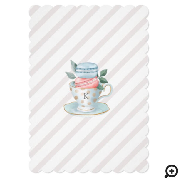Vintage Baby Tea Party French Macaroon & Floral Invitation