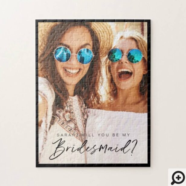 Will You Be My Bridesmaid? Trendy Script Photo Jigsaw Puzzle