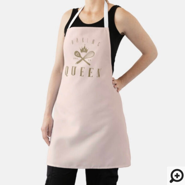 Baking Queen Bakers Whisk & Spoon Crown Pink Apron