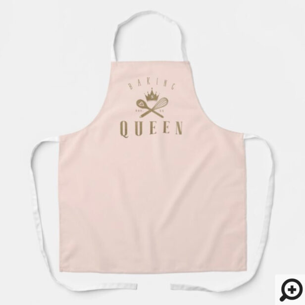 Baking Queen Bakers Whisk & Spoon Crown Pink Apron