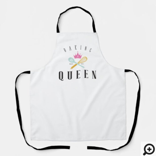 Baking Queen Bakers Whisk & Spoon Crown White Apron