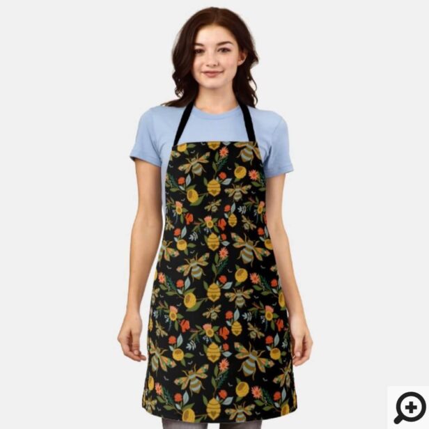 Bees & Bloom Floral & Decorative Honey Bee Pattern Apron