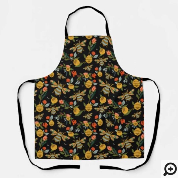 Bees & Bloom Floral & Decorative Honey Bee Pattern Apron