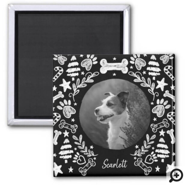 Black Chalkboard Art Frame Dog Memorial Keepsake Magnet
