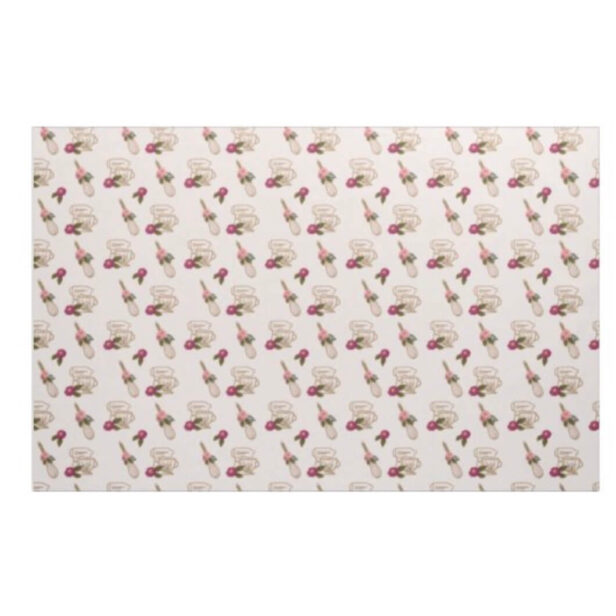 Blush Pink Chic Floral Whisk & Stand Mixer Pattern Fabric