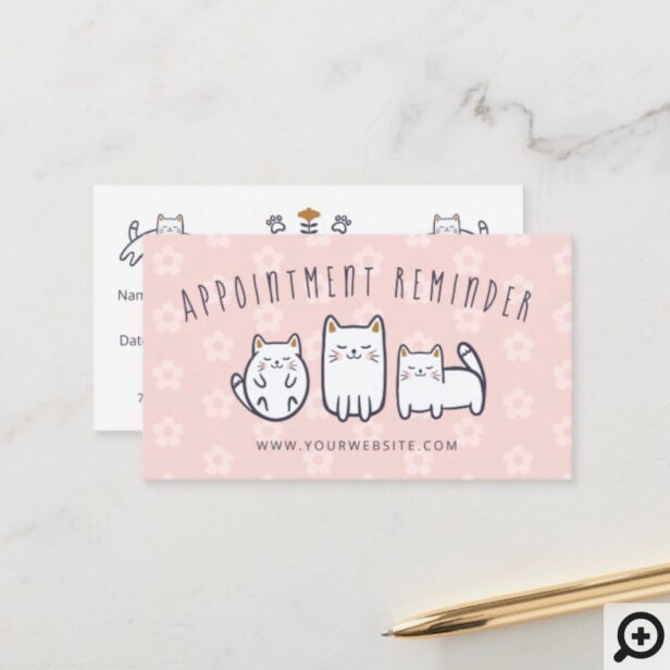 Cute Adorable Kitty Cat Appointment Reminder Pink