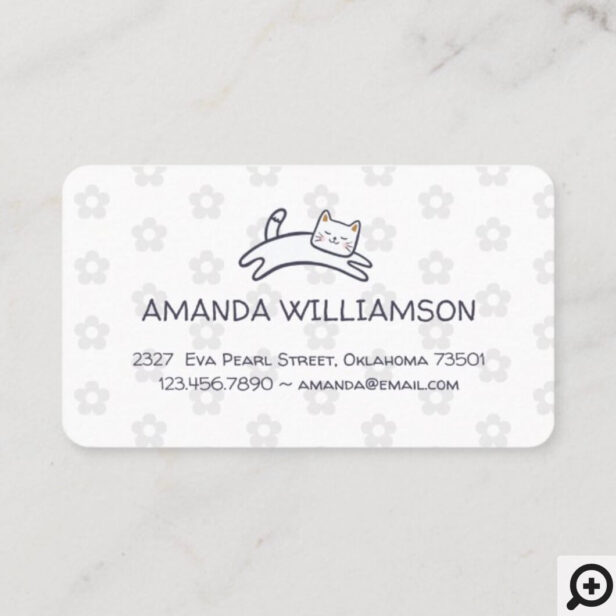 Cute Adorable Kitty Cat Pet Care Services Golden Business Card