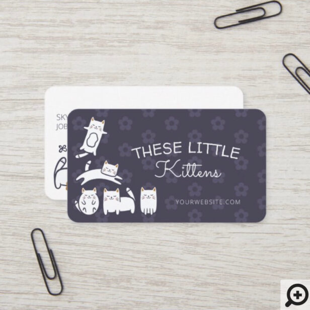 Cute Adorable Kitty Cat Pet Care Services Purple Business Card