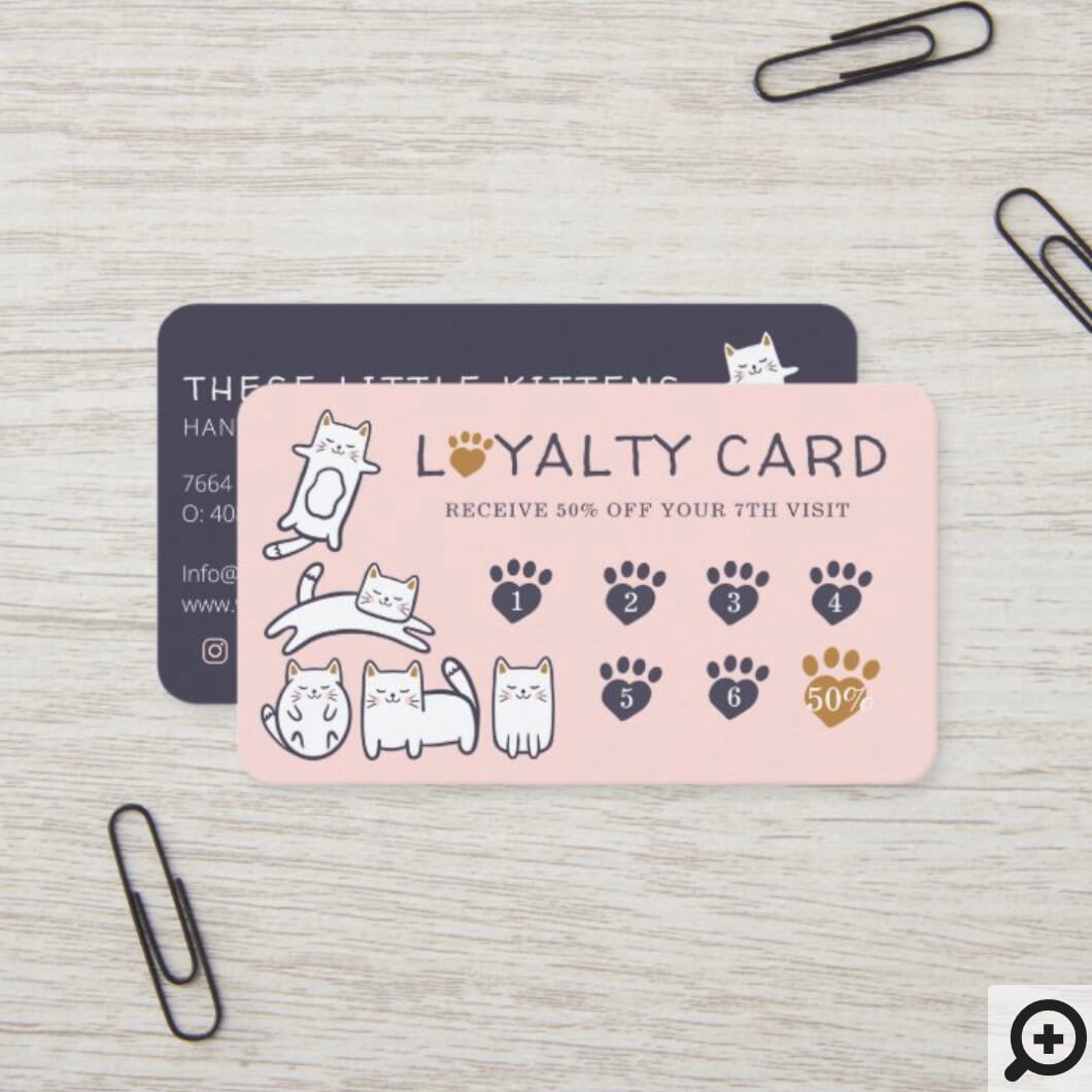 Cute Little Kitty Cat Pet Care & Grooming Loyalty Business Card -  Moodthology Papery