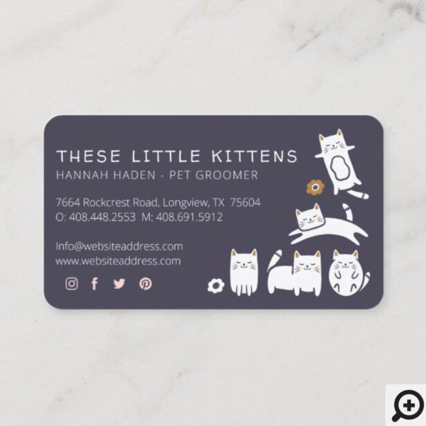 Cute Little Kitty Cat Pet Care & Grooming Loyalty Business Card