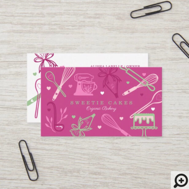 Fun Colorful Baking & Cooking Utensil Pink Business Card