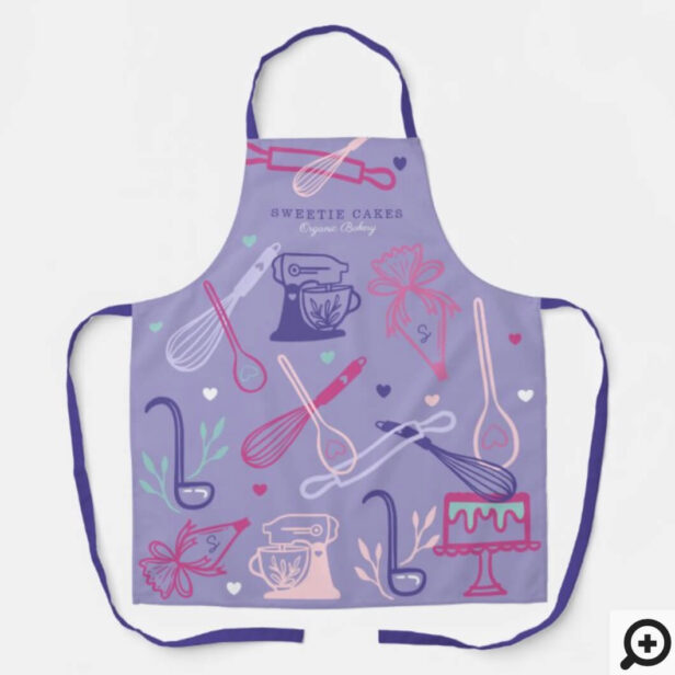 Fun Colorful Baking & Cooking Utensil Purple Apron