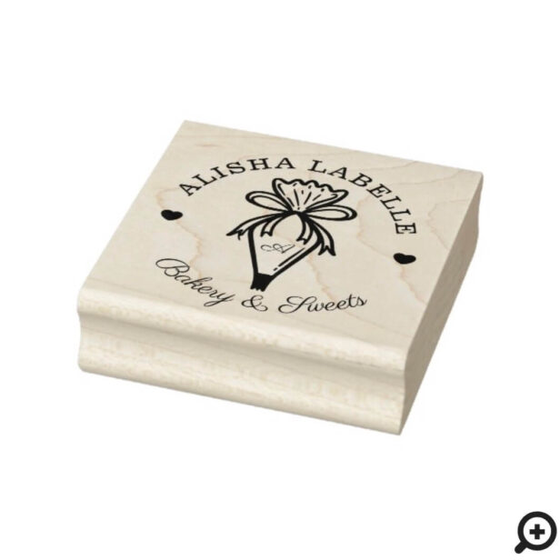 Handmade With Love Rustic Wood Bakery Piping Bag Rubber Stamp