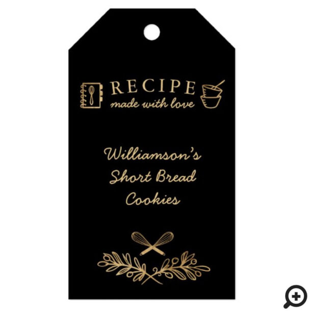 Happiness Is Homemade Gold & Black Baking Recipe Gift Tags