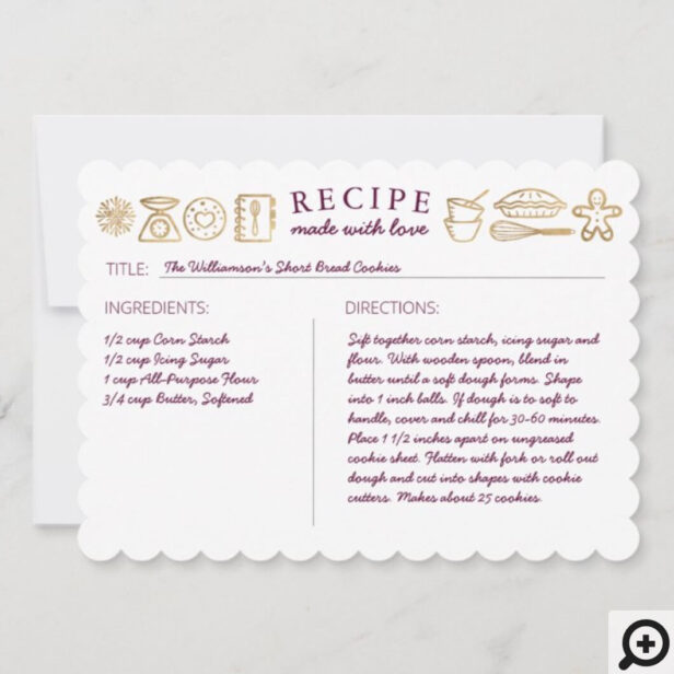 Happiness Is Homemade Gold Burgundy Baking Recipe Holiday Card