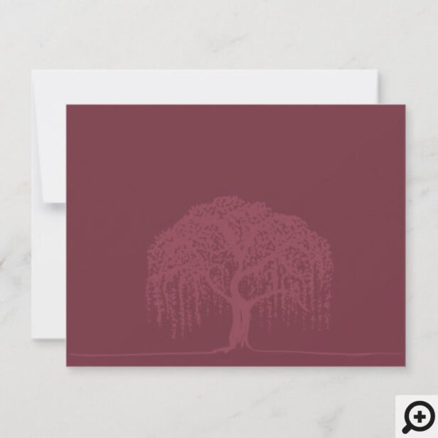 Modern Burgundy Willow Tree Logo Personalized Note Card