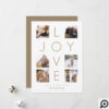 Modern Minimal Love Joy Cross Family Photo Collage White Holiday Card