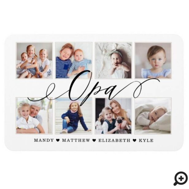 Modern Opa Script | Grandchildren Photo Collage Magnet