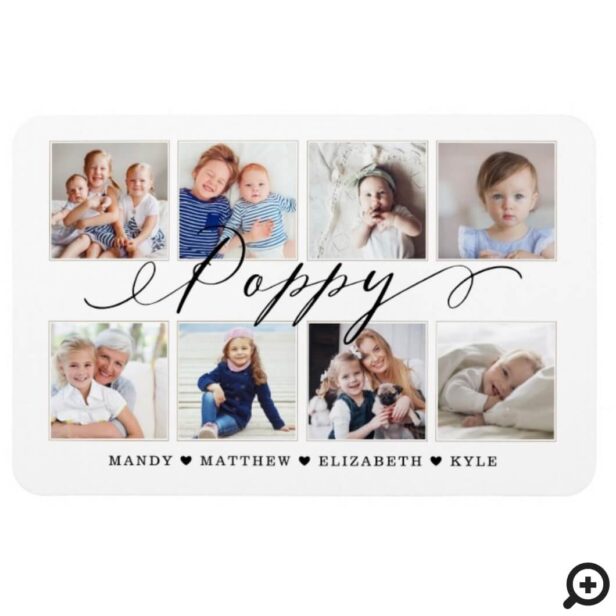 Modern Poppy Script | Grandchildren Photo Collage Magnet