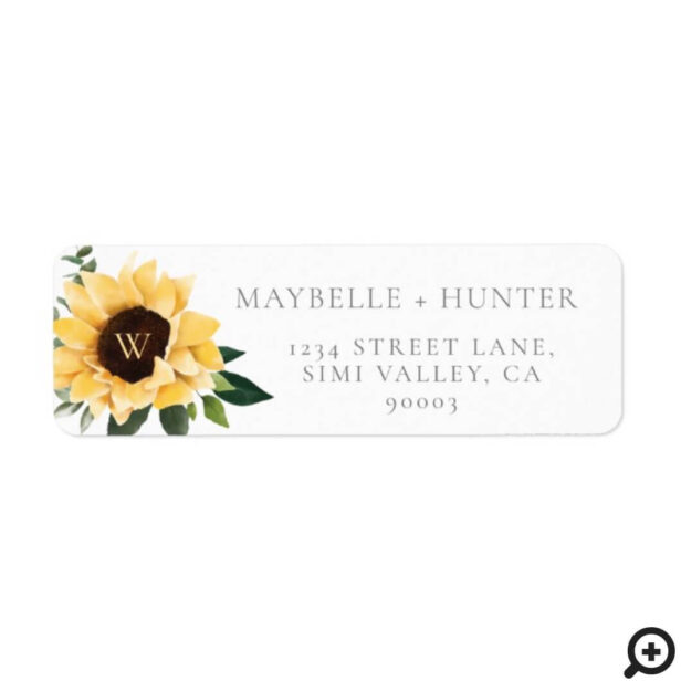 Mr. & Mrs. Watercolor Sunflowers & Wildflower Label