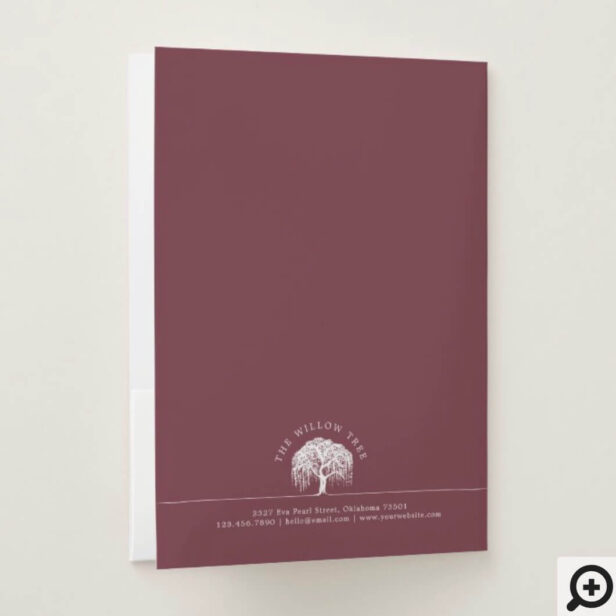 Rustic & Modern Burgundy Willow Tree Logo Pocket Folder