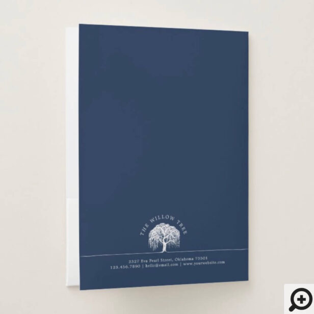 Rustic & Modern Navy Blue Willow Tree Logo Pocket Folder