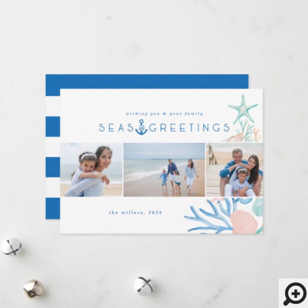 Seas & Greetings Seashell Christmas Tree Photo Holiday Card
