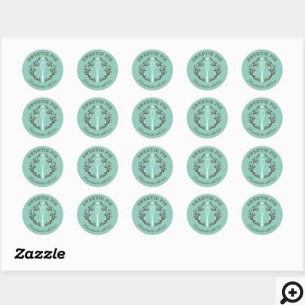 Simple, Fun & Minimal Style Bakery Whisk Logo Teal Classic Round Sticker1