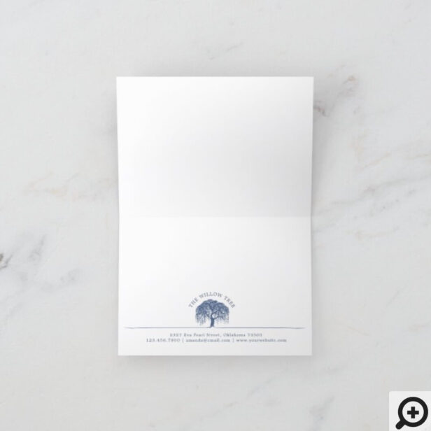 Thank You Rustic Navy Blue White Willow Tree Logo