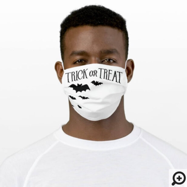 Trick Or Treat Black & White Fun Halloween Bat Cloth Face Mask