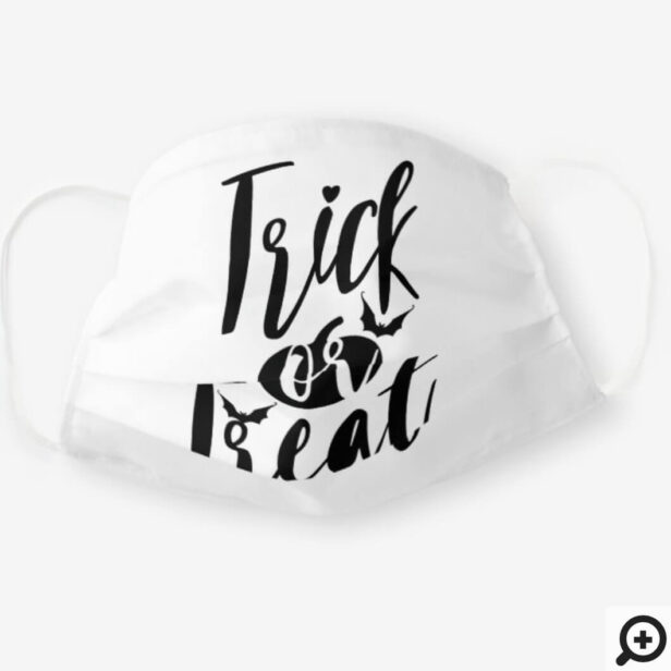 Trick Or Treat Typographic Brush Script Pumpkin Cloth Face Mask