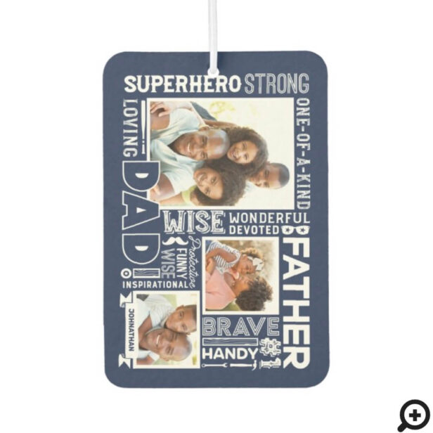 Words For #1 Dad Father's Day Photo Collage Navy Air Freshener