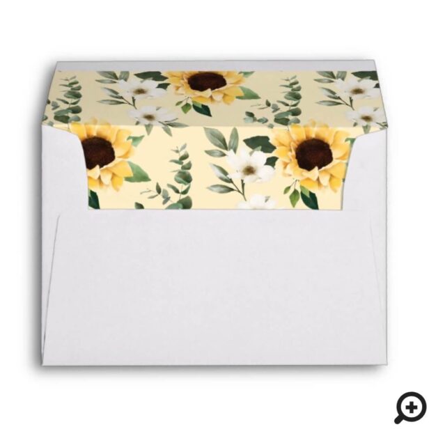 Yellow Watercolor Sunflowers & Wildflower Wedding Envelope2