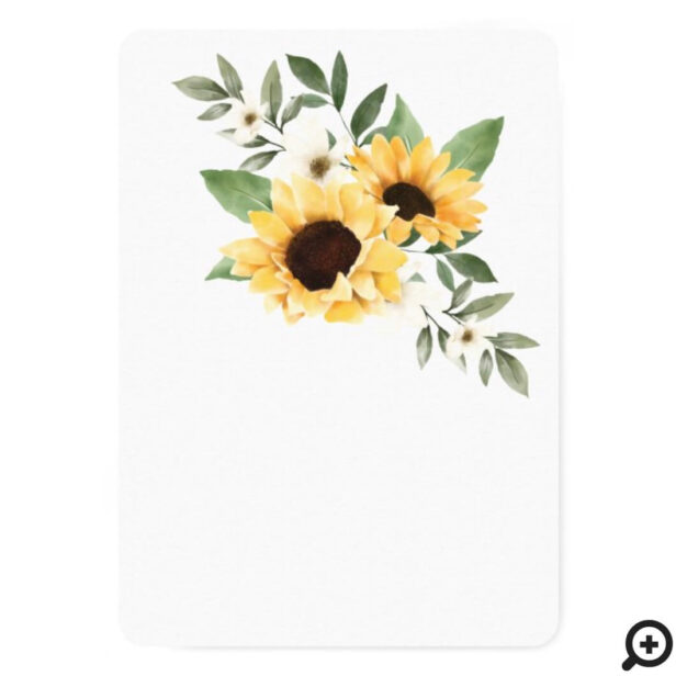 Yellow Watercolor Sunflowers & Wildflower Wedding Invitation