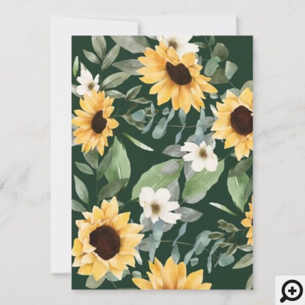 Yellow Watercolor Sunflowers & Wildflower Wedding Save The Date