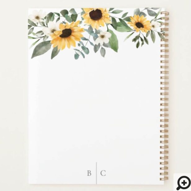 Yellow Watercolor Sunflowers & Wildflower Wreath Planner