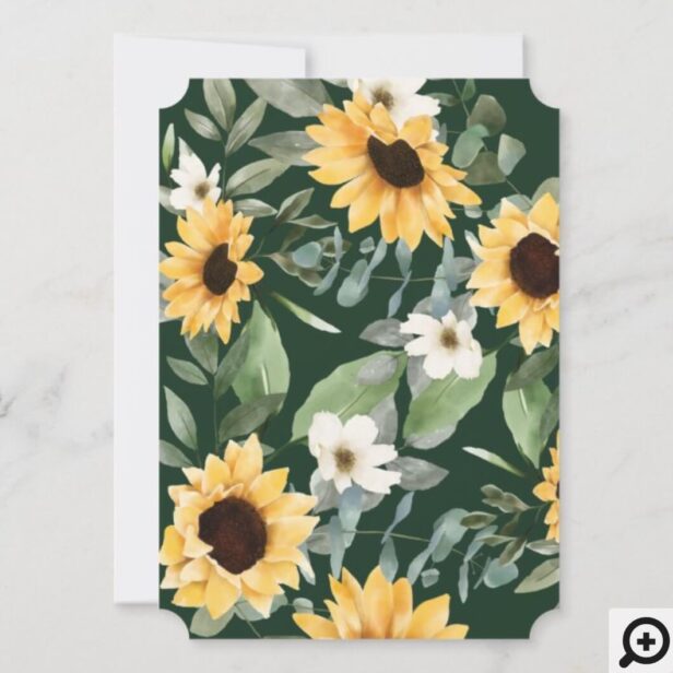 Yellow Watercolor Sunflowers & Wildflower Wreath Save The Date