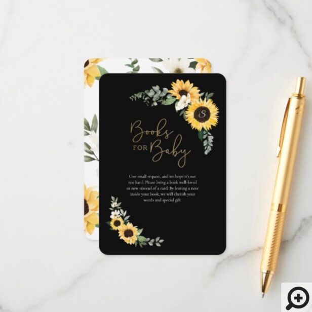 Yellow Wildflower Sunflower Floral Books For Baby Enclosure Card