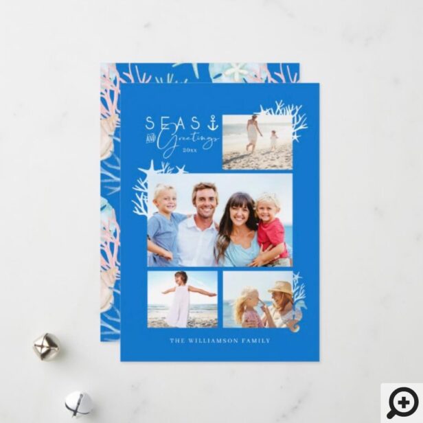 Coastal Seas & Greetings Blue Ocean Photo Frame Holiday Card